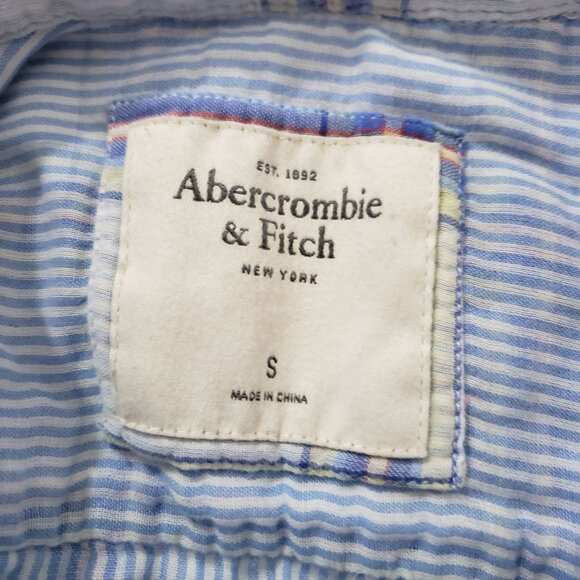 Abercrombie & Fitch Blue Plaid Button Up Shirt Size S 90s Y2K Vintage‎ Cotton - Picture 4 of 6